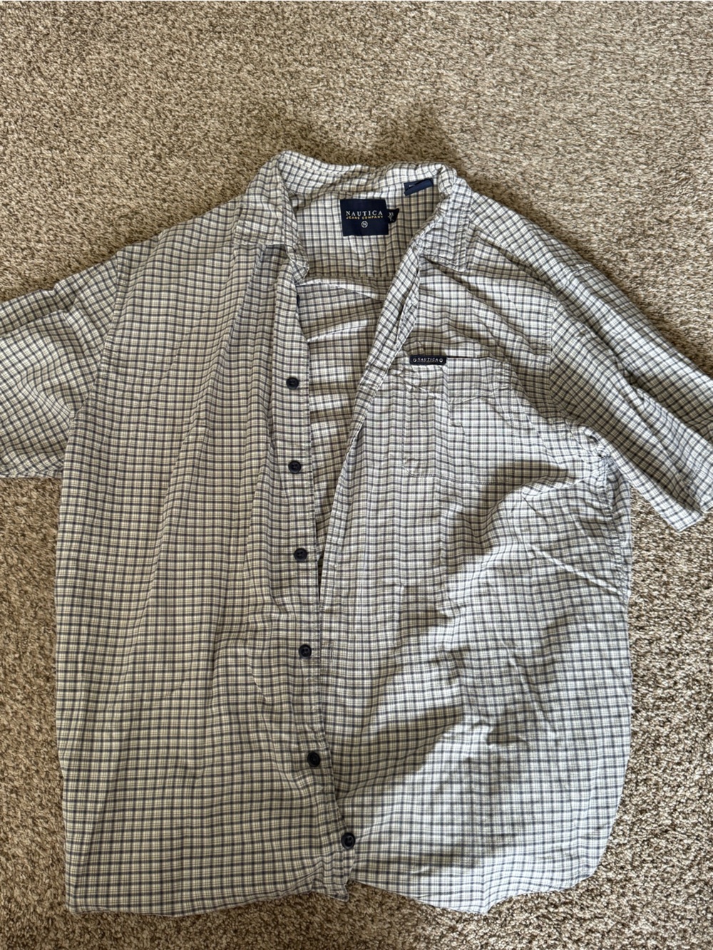 Check Button-Down Shirt - White & Navy